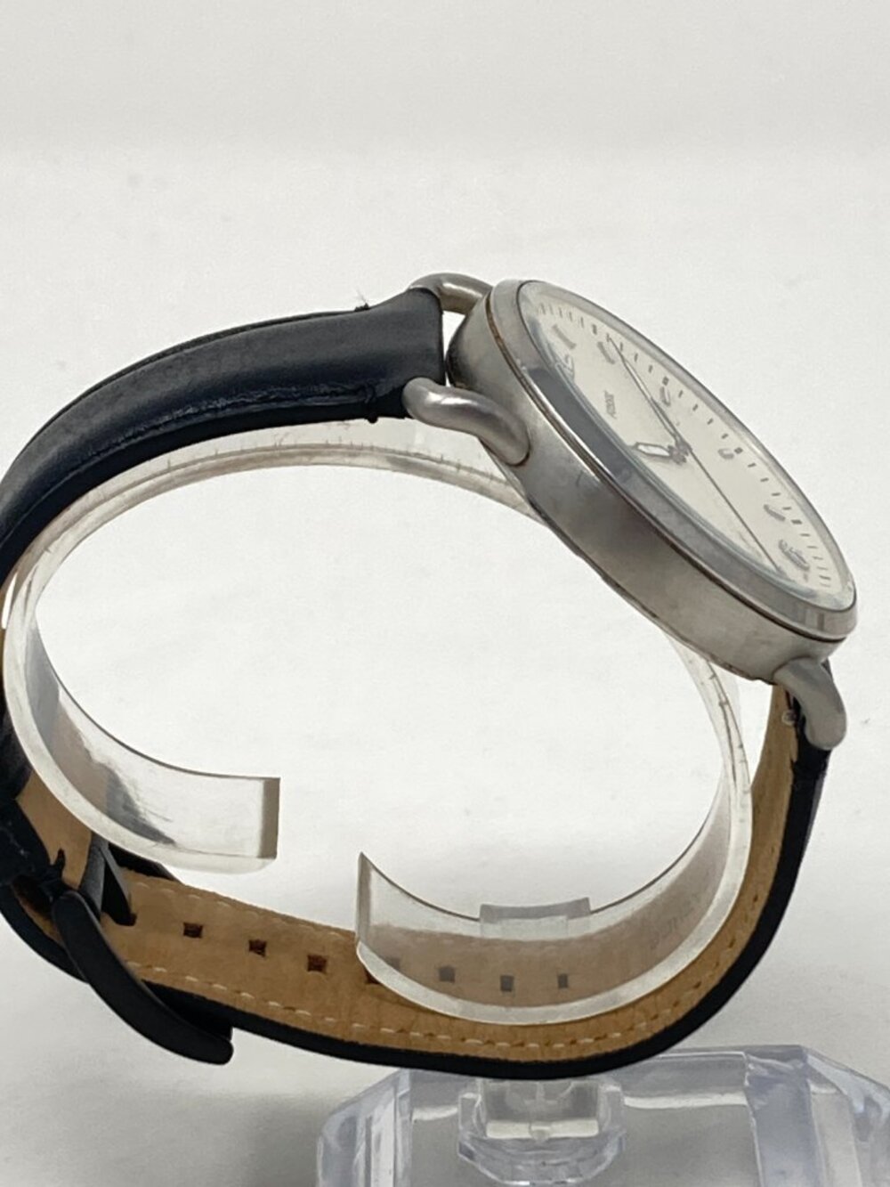 Fossil Commuter Mens Watch 52mm Silver Tone Date Black Leather New Battery - Picture 8 of 15